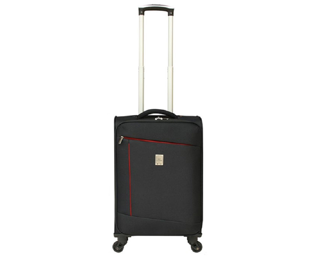Black 20" Red-Accent Softside Spinner Carry-On Suitcase