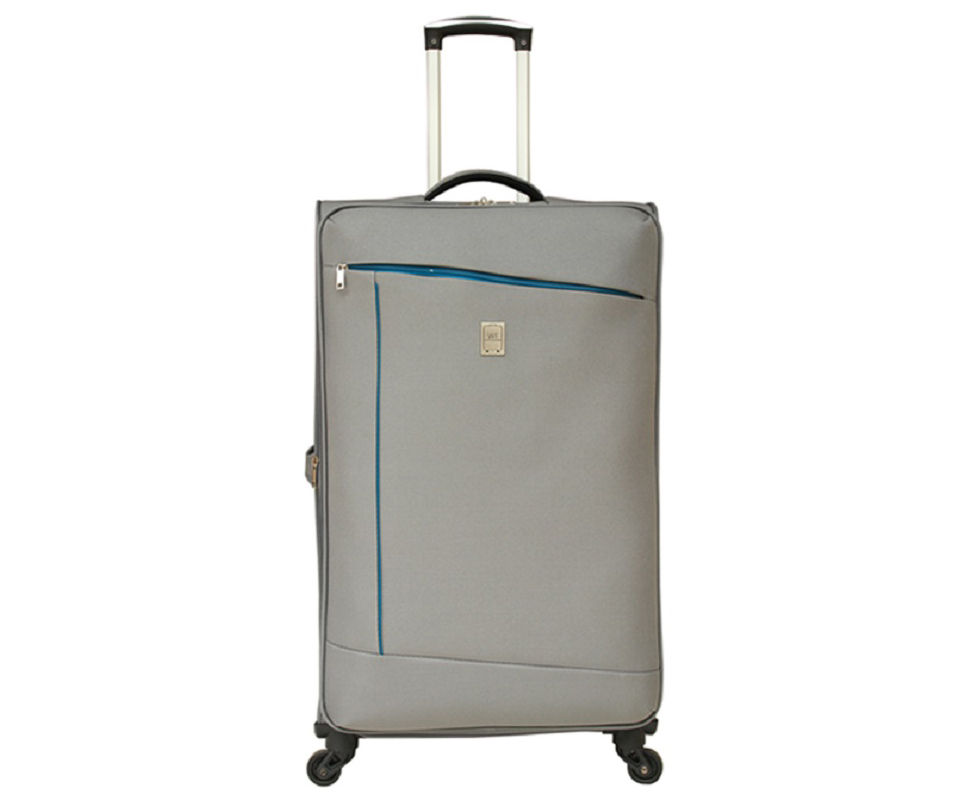 Gray 28" Blue-Accent Softside Spinner Suitcase