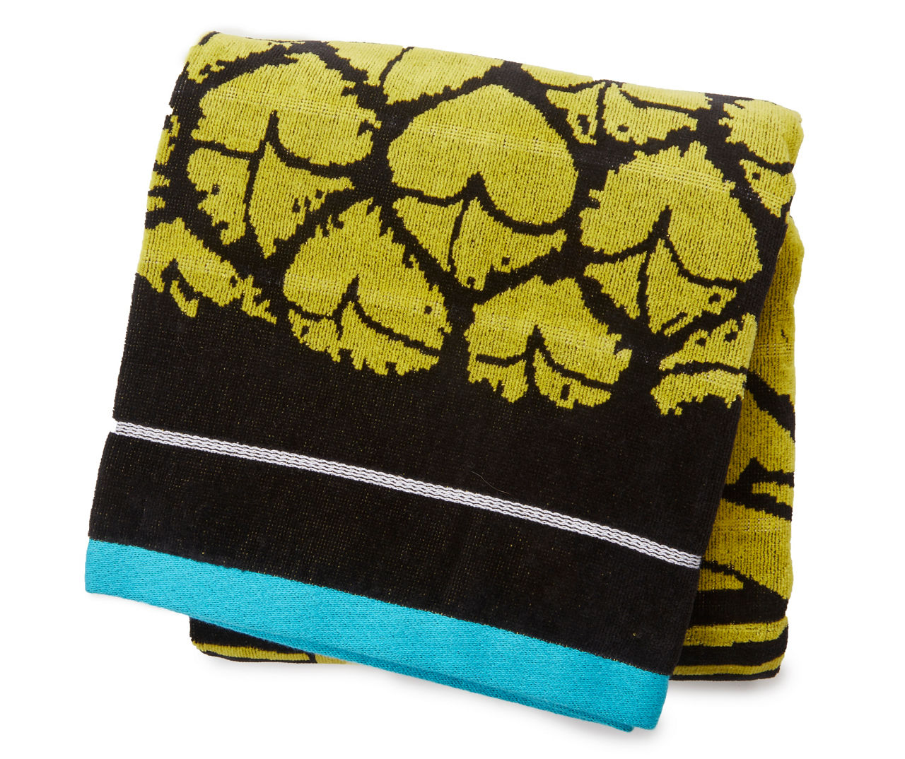 Black & Yellow Fun Pineapple Jacquard Beach Towel