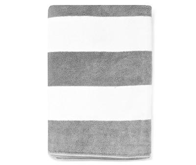 Gray & White Block Stripe Cabana Beach Towel