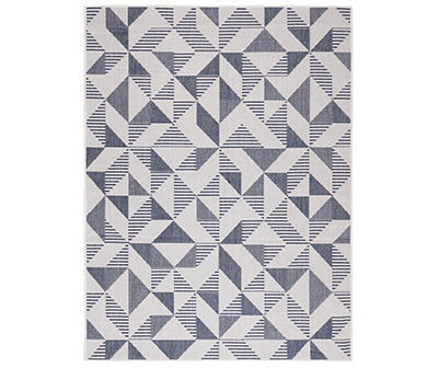 Real Living Pavero Blue & White Geometric Indoor/Outdoor Area Rug