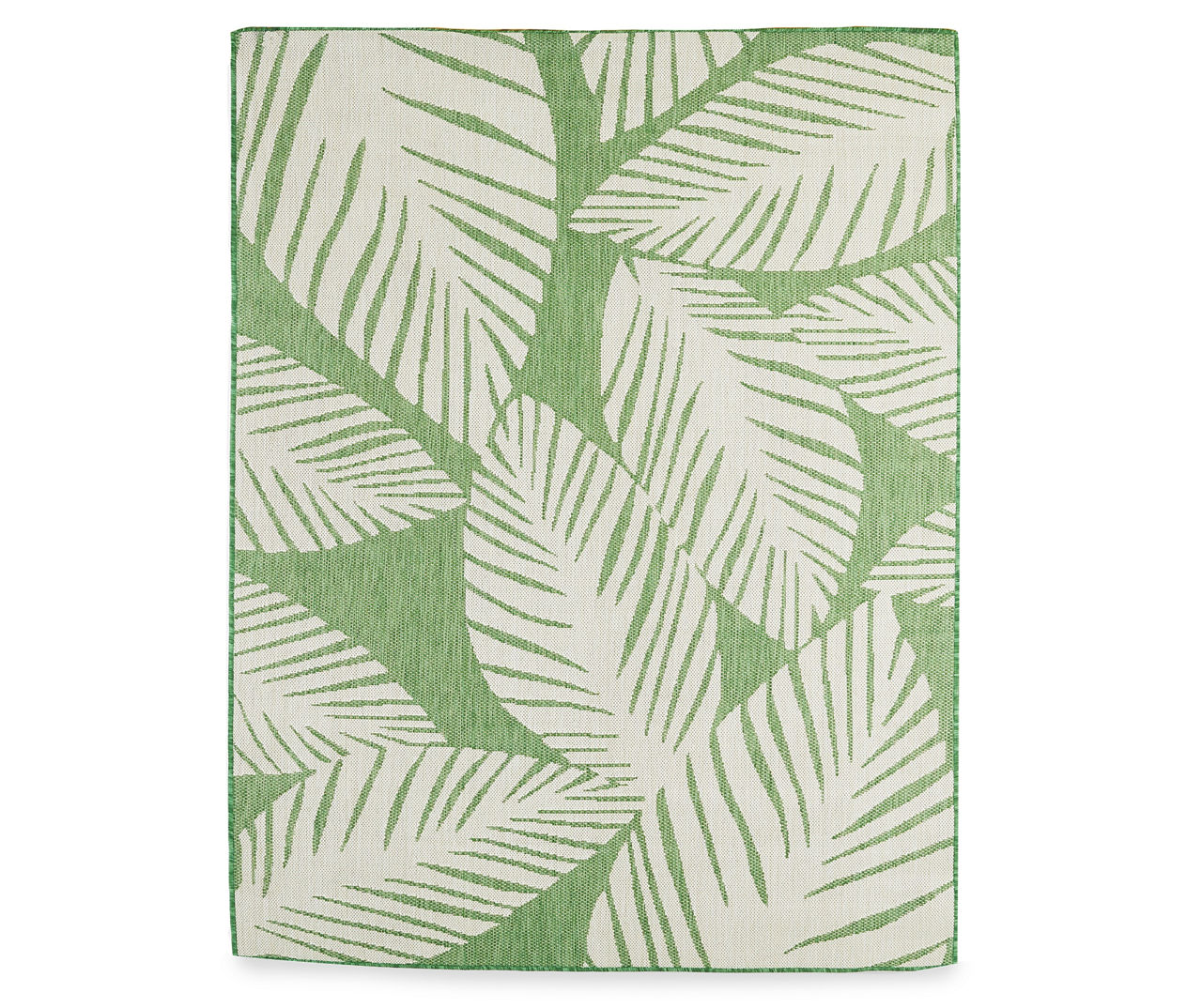 Green & Beige Leaf Pattern Outdoor Area Rug, (6' x 9')