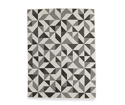 Pavero Black & White Geometric Outdoor Area Rug, (5' x 7')
