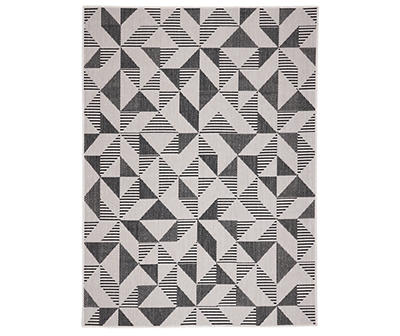 Pavero Black & White Geometric Outdoor Area Rug, (8' x 10')