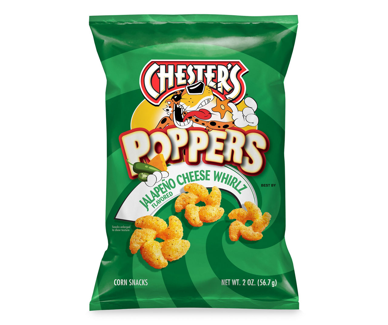 Chester's Poppers Jalapeno Cheese Whirlz Flavored Corn Snacks, 2 Oz