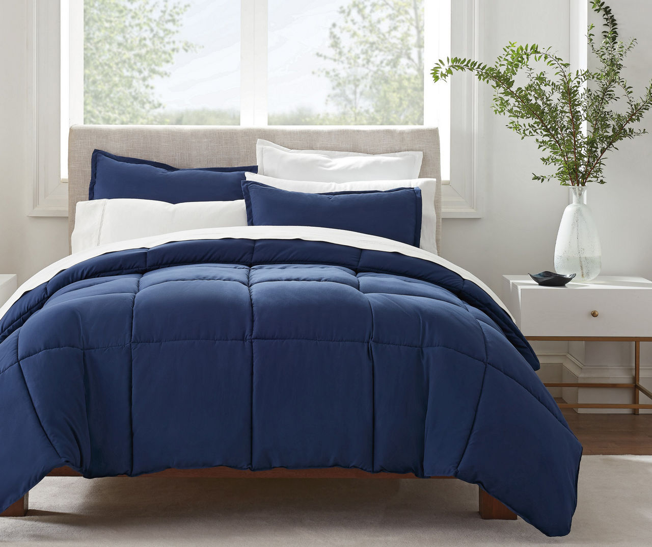 Serta Navy Simply Clean King 3-Piece Comforter Set | Big Lots