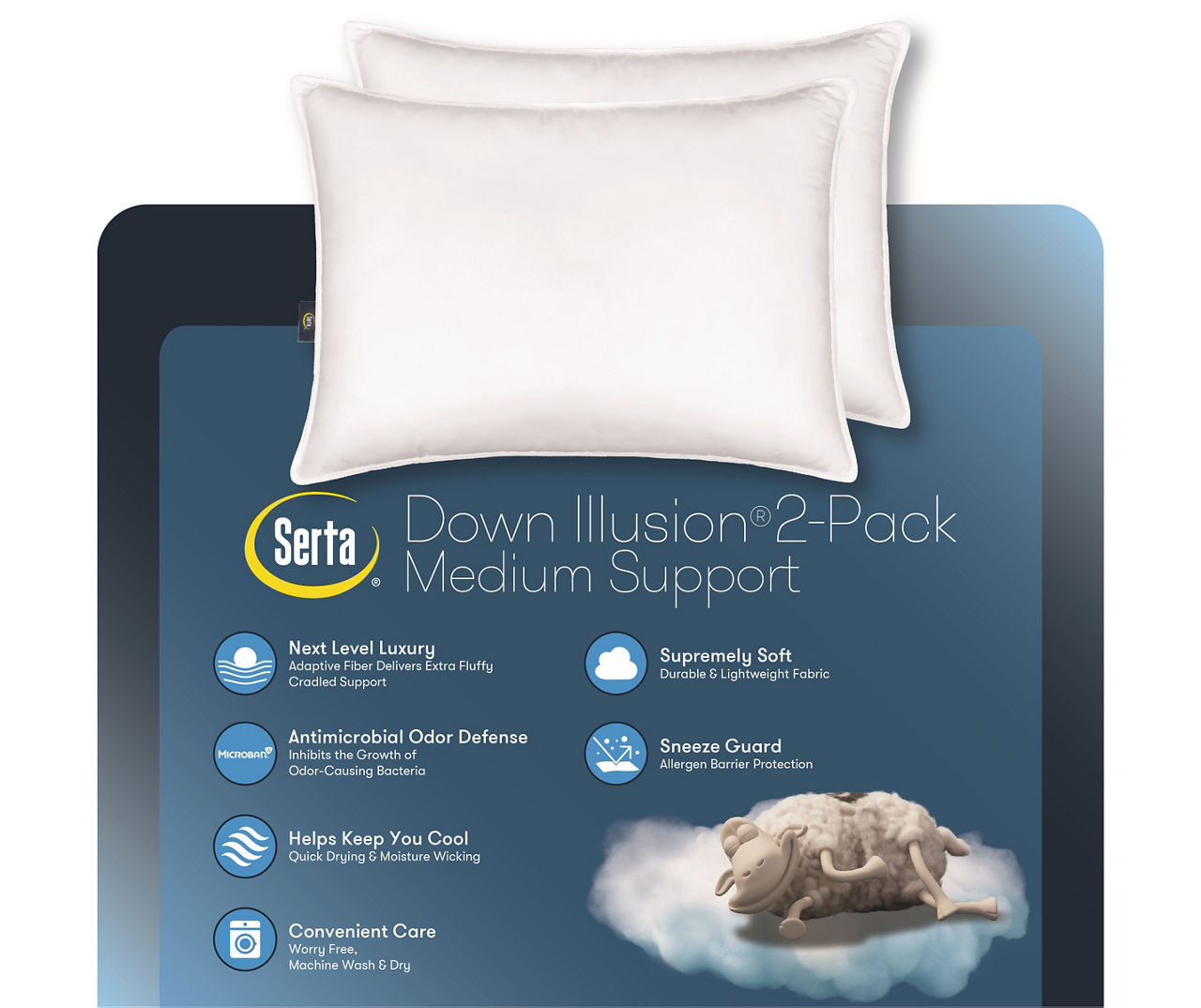 Serta White Down Illusion Medium Support King Pillow 2 Pack Big Lots