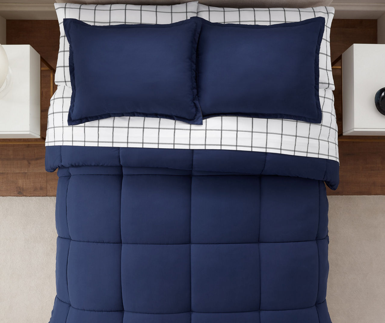 Serta Navy Simply Clean Bed in a Bag Reversible Twin/Twin XL 5Piece
