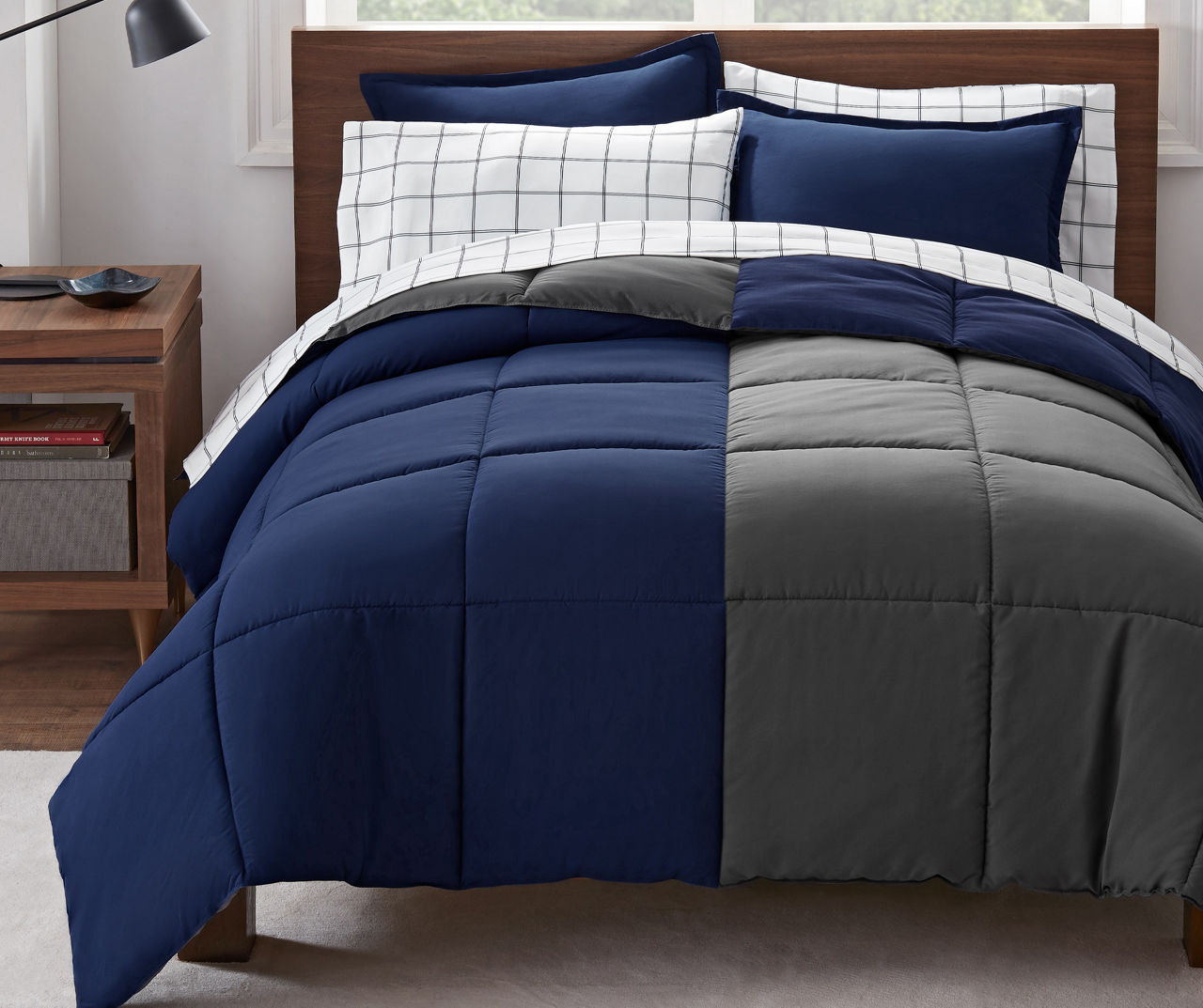 10-Piece Reversible Bed In A Bag Comforter & Sheet Set, Multiple Colors  Navy Queen, Queen - Kroger