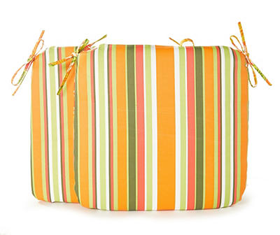 Fruit Salad & Stripes Reversible Outdoor Seat Cushions, 2-Pack