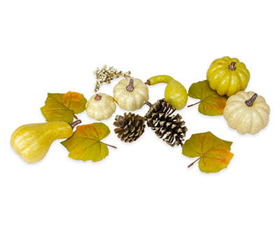 Pumpkins, Pinecones, Gourds & Leaves Fall Bowl Filler