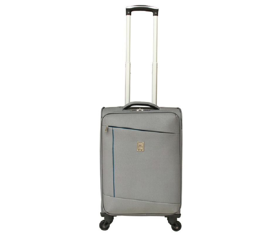 Gray 20" Blue-Accent Softside Spinner Carry-On Suitcase
