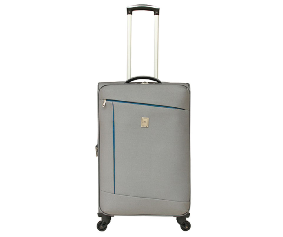 Gray 24" Blue-Accent Softside Spinner Suitcase