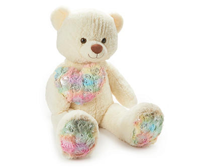 42" Light Brown Bear with Rainbow Heart Valentine's Plush