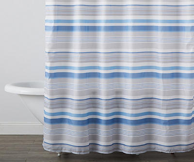 Martha Stewart Everyday Arrive Gray & Blue Stripe Shower Curtain