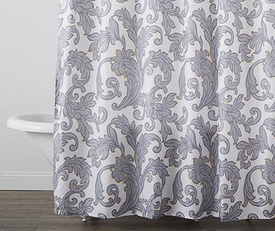 Martha Stewart Everyday White & Gray Scrollwork Shower Curtain