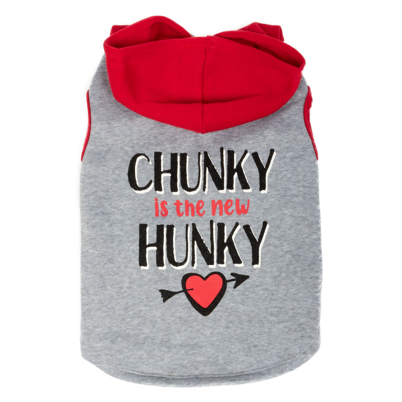 "Chunky is the New Hunky" Pet Large Gray & Red Hoodie 