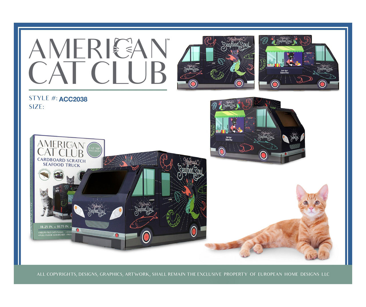 American Cat Club Seafood Truck Scratcher Toy Big Lots