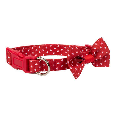 Pet Red Heart Bow Collar