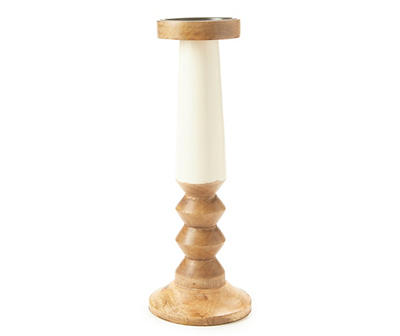 Brown & Beige 2-Tone Ripple-Pillar Candle Holder, (14