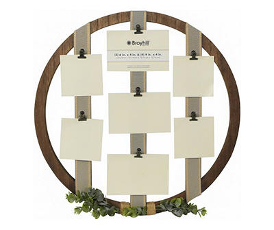 Brown & Gray Round Ribbon-Accent Collage Frame With Greenery