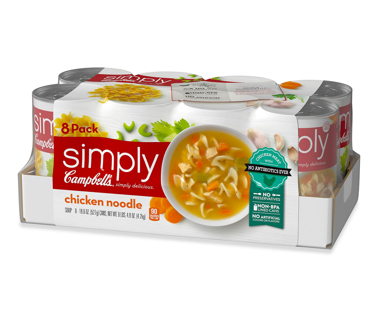 Campbell's, Simply Chicken Noodle Soup, 18.6 oz, 8-Count