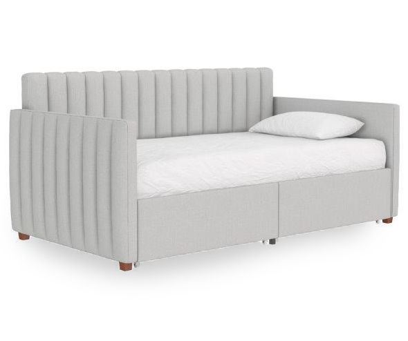 Novogratz Brittany Gray Linen Upholstered Twin Storage Daybed | Big Lots