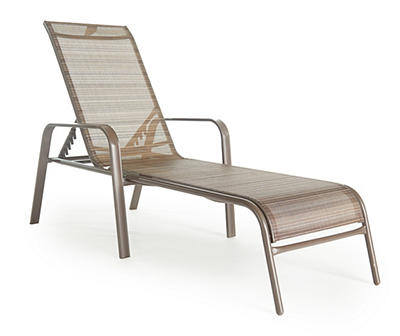 Doral Brown Sling Fabric Stacking Outdoor Lounge Chair
