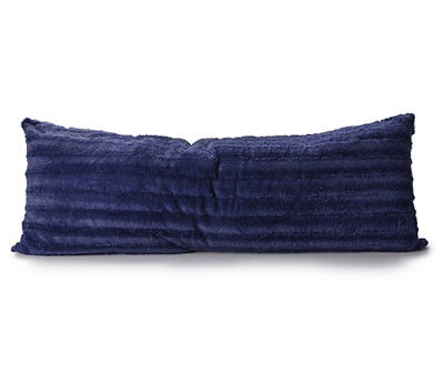 Savannah Navy Textured-Stripe Fuzzy Body Pillow
