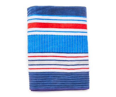 Blue & Red Nautical Stripe Cabana Beach Towel