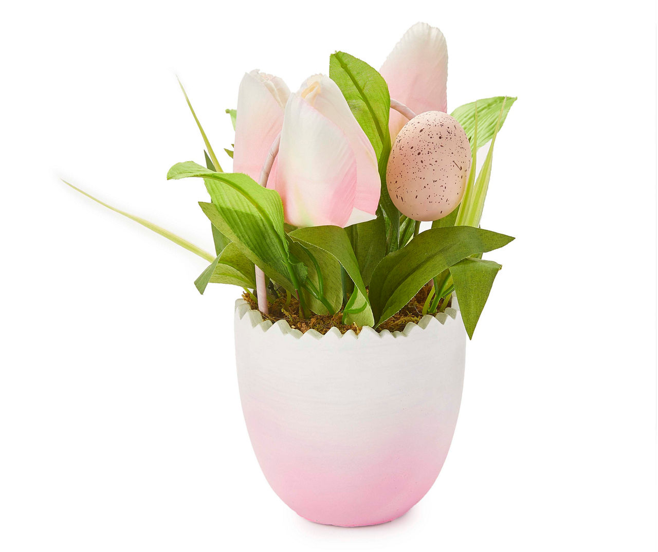 Tulip & Egg Arrangement in Cement Egg Shell Pot | Big Lots