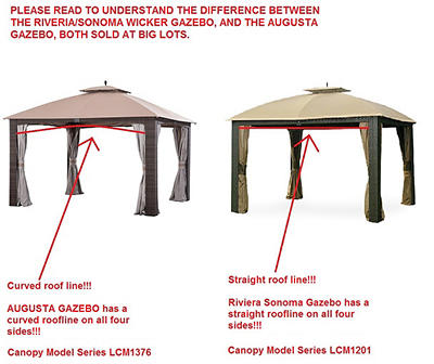 Riviera Sonoma Gazebo Beige Replacement Riplock Canopy & Side Mosquito Netting Set