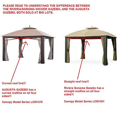 Augusta Gazebo Beige Replacement Riplock Canopy & Side Mosquito Netting Set