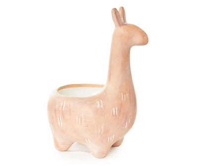 6.7" Pink Llama Ceramic Planter