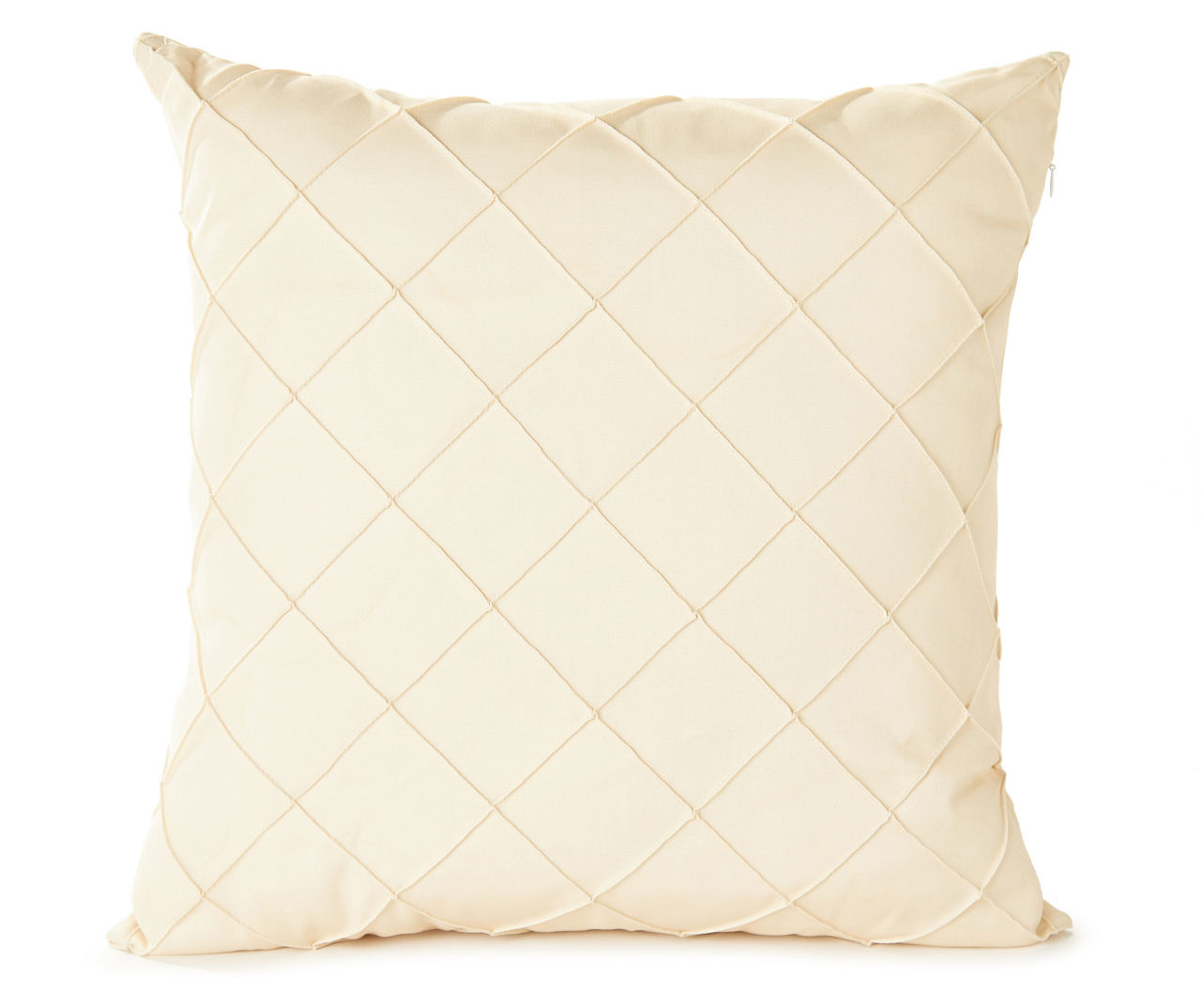 Parchment White Diamond Pintuck Outdoor Throw Pillow
