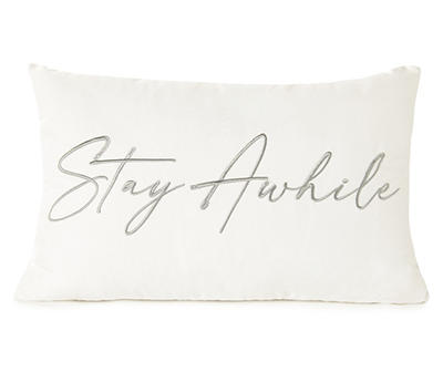 "Stay Awhile" Ivory Outdoor Lumbar Throw Pillow