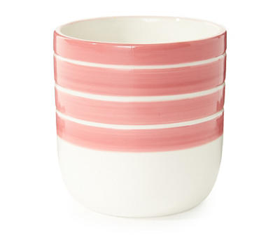 4.75" Pink & White Stripe Ceramic Planter