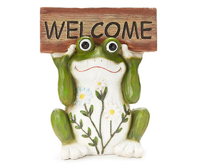 FROG HOLDING WELCOME WORD SIGN