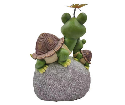 12" "Welcome To Our Garden" Mother & Child Turtles on Stone Décor