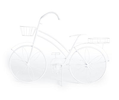40.9" White Bicycle Metal Planter Stand