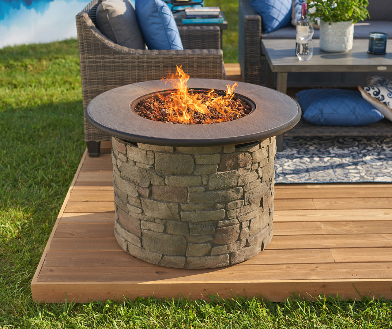 Propane fire pit store table big lots