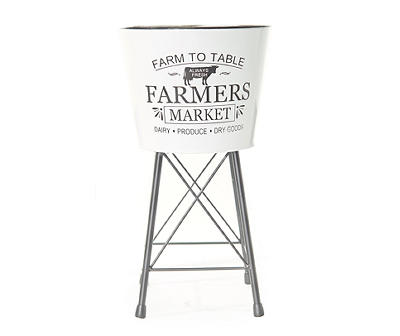 7" Farmers Market Enamel Metal Planter Stand