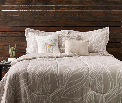 Gray & White Swirl Bed-in-a-Bag Queen 10-Piece Comforter Set