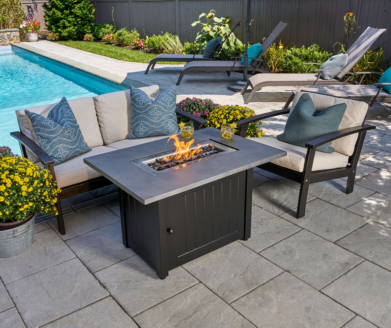 Patio table with cheap fire pit big lots