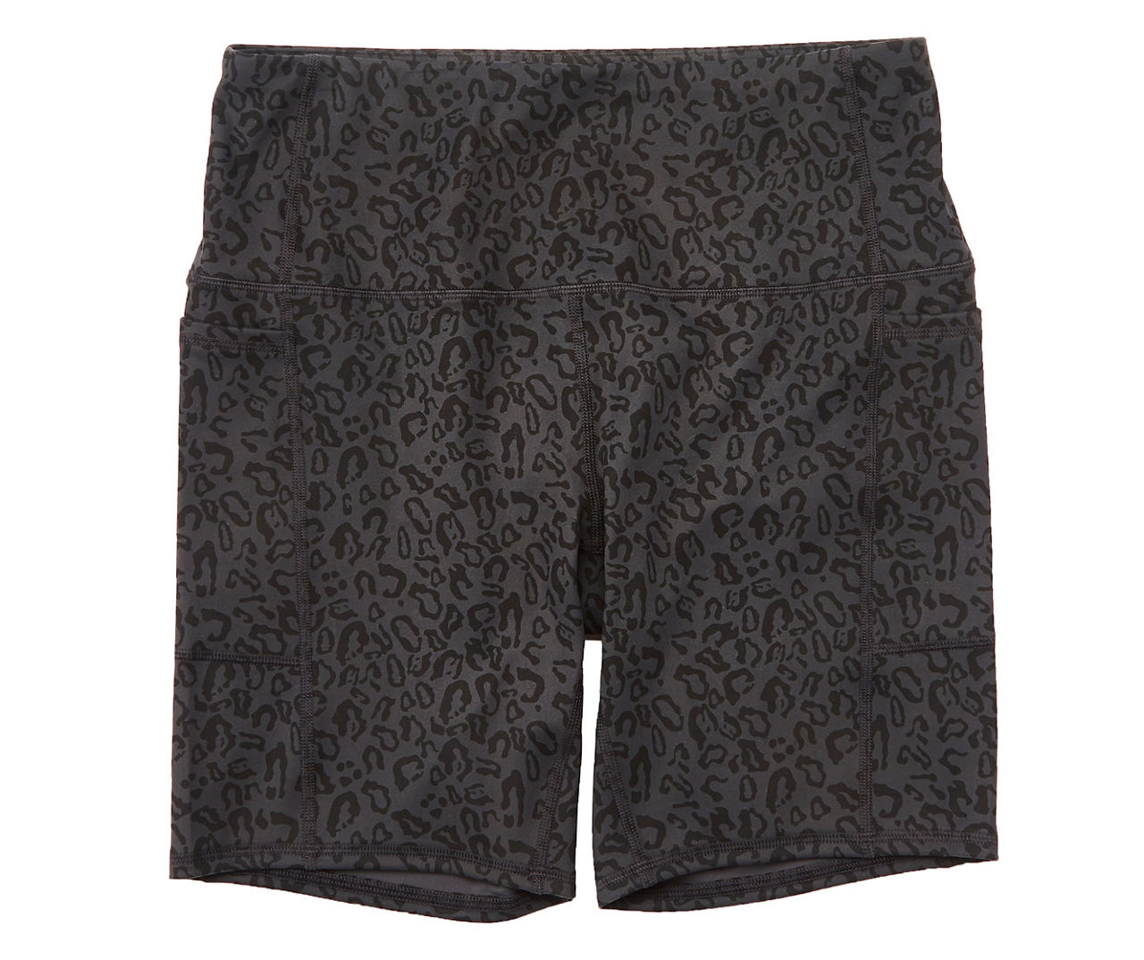 RBX Women's Black & Charcoal Leopard Print Bike Shorts