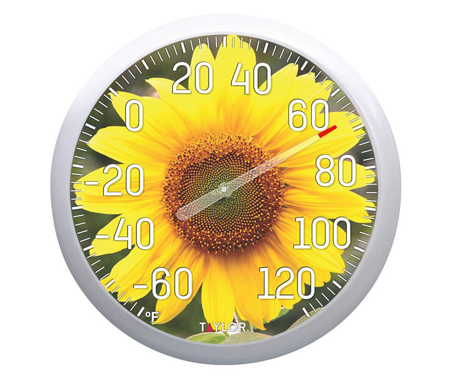 13 Inches Sunflower Wall Thermometer with Large Numbers for Garden Yard Decoration HOBYLUBY Indoor Outdoor Thermometer for Patio 