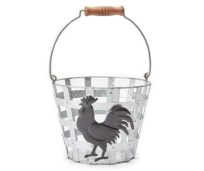 Rooster Galvanized Metal Planter Basket