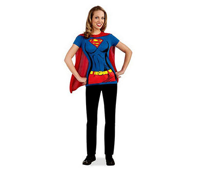 Supergirl Adult T-Shirt With Cape Costume