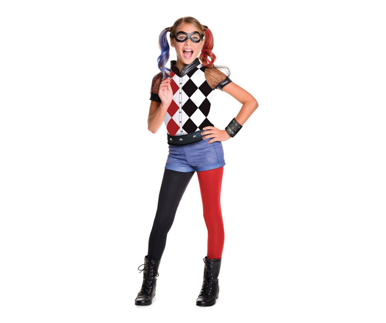 Kids Size M DC Superhero Girls Deluxe Harley Quinn Costume