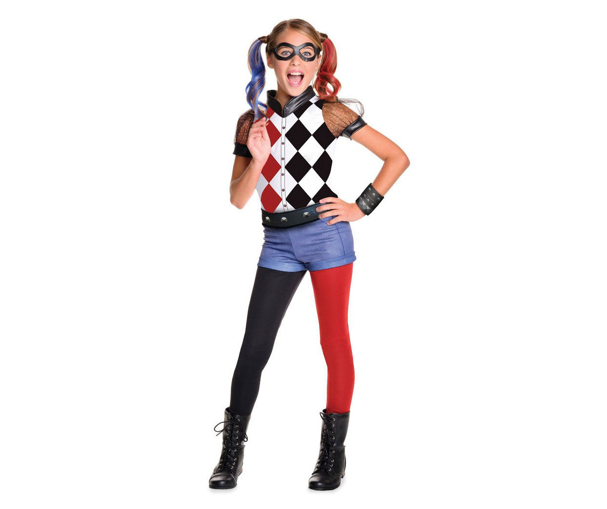 Kids Size S DC Superhero Girls Deluxe Harley Quinn Costume